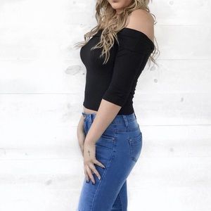 Ribbed Knit Shoulder Top